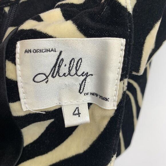 Milly New York Sz 4 Dress Y2K Zebra Animal Print Velvet Sleeveless Sheath Black - Picture 4 of 16